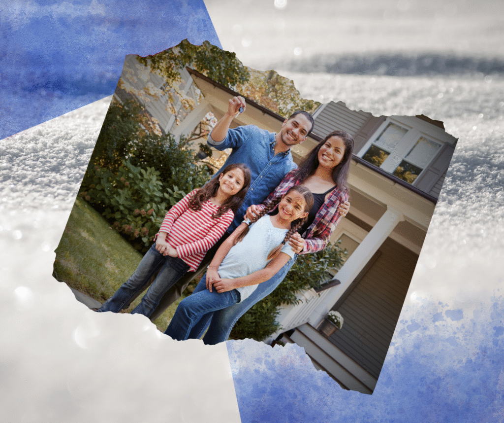 Happy family holding new house keys after closing